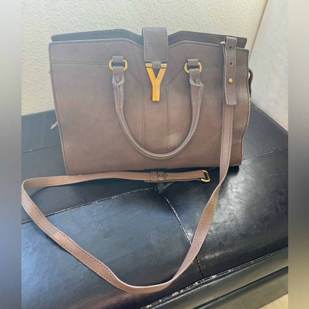 Saint Laurent calfskin small classic Y Cabas Beige